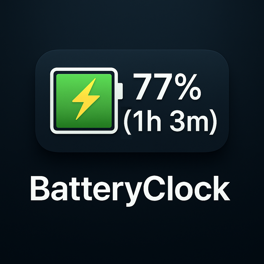 BatteryClock screenshot showing the app interface and features